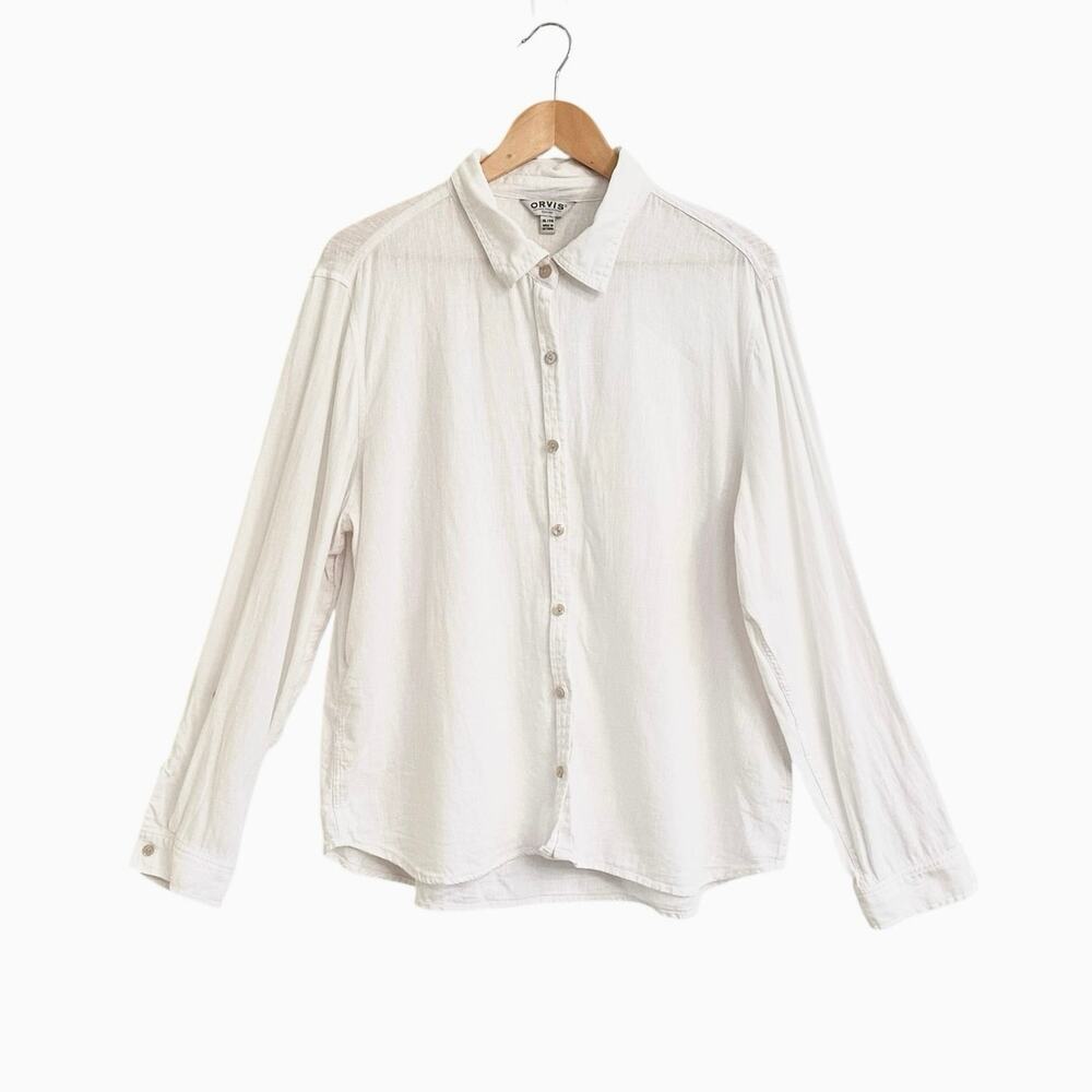 Orvis Linen Roll Tab Sleeve Button Down Shirt XL Coastal Granola